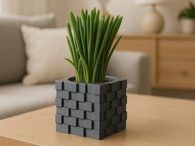 Cubic Pixelated Vase – 3D Printable Planter
