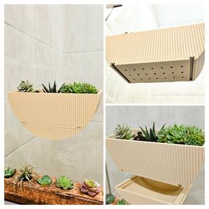 Half Moon Wall Planter with Hidden Drip Tray