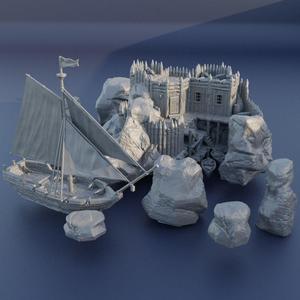 Small Pirate Cove  Tabletop Terrain 28 mm
