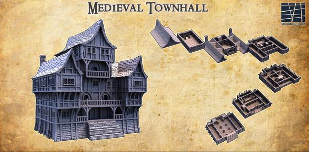 Medieval Townhall Tabletop Terrain 28MM 3D print model