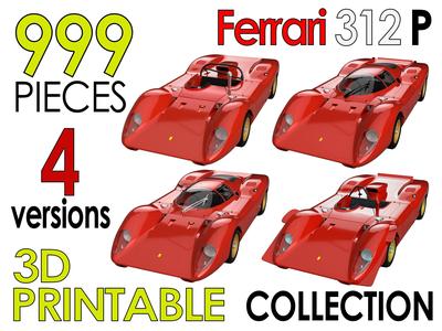 Ferrari 312 P 3D Printable - Car Kit Pack Bundle 3D Model Collection
