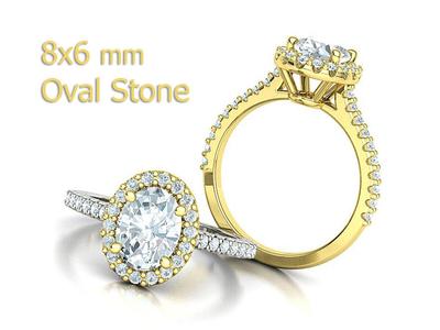 Oval Halo Engagement Ring 8x6 Oval Stone 1ct Stone