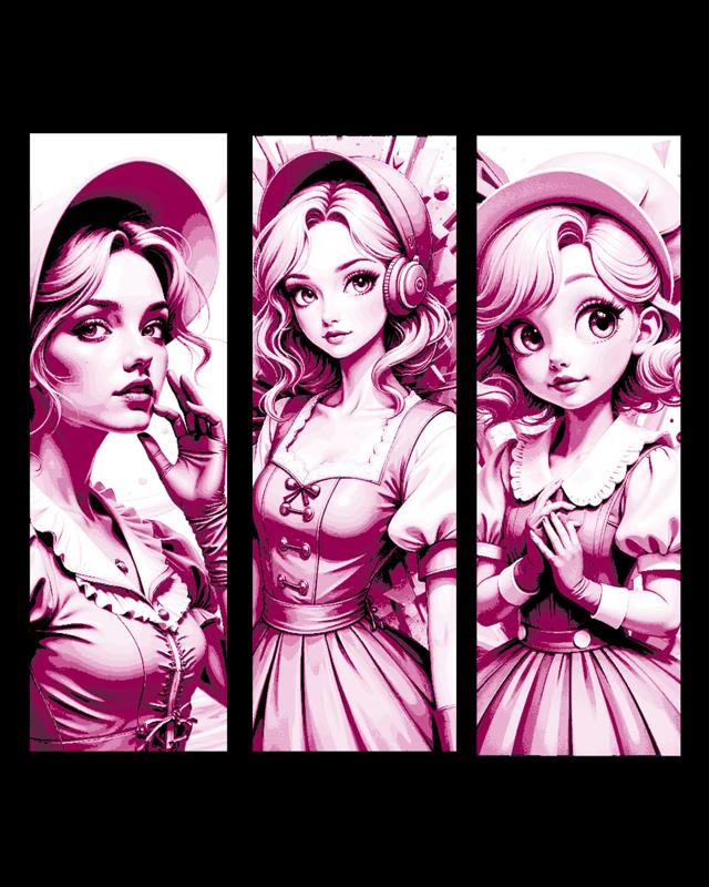 A modern takes on Little Bo Peep - still loving the Pink color - Set of bookmarks