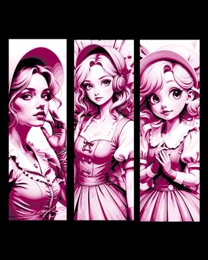 A modern takes on Little Bo Peep - still loving the Pink color - Set of bookmarks