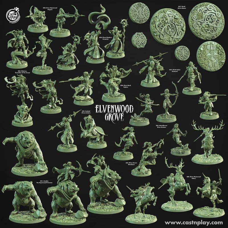 Elvenwood Grove (Set) (Pre-Supported) - Elf DnD | Cast n Play