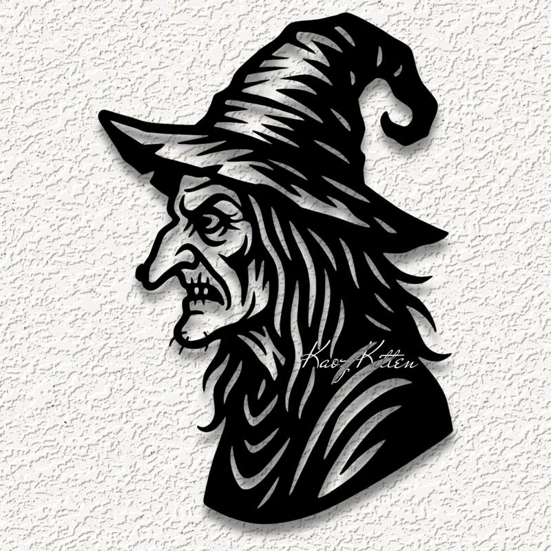 creepy old witch wall art home decor