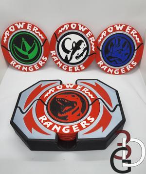Power Ranger themed coasters AND holder