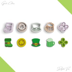 Saint Patrick's Day Polymer Clay Cutter Package, 5 Models, 2 Cutter Version, 5 Size, No:1399