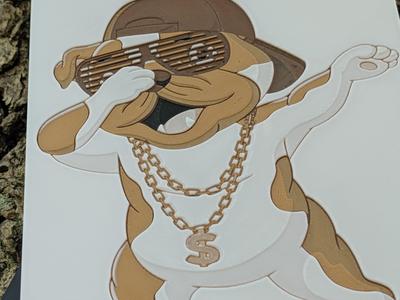 Personified Animals - Dabbing Bulldog Filament Painting