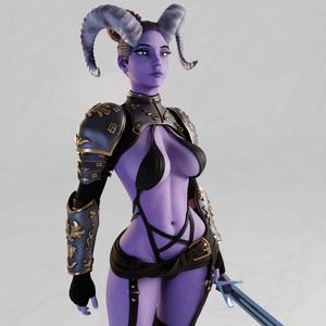 Umbrith Ravencloak - Tiefling - Knightly Desires - presupported - QB Works