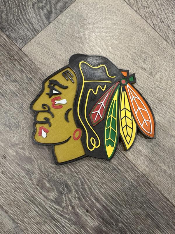 8 color single extruder single piece Chicago Blackhawks Logo wall art