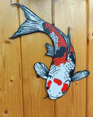 Colored Koi carp window or wall decoration
