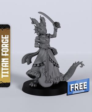 Dragonborn Female Bard B – With Free Dragon  – 5e DnD Inspired for RPG and Wargamers