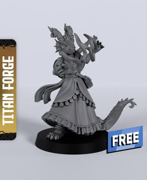 Dragonborn Female Bard C – With Free Dragon  – 5e DnD Inspired for RPG and Wargamers