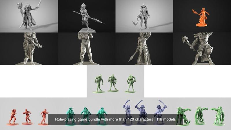 Role-playing game bundle with more than 120 characters 3D Model Collection