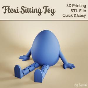 Easter Egg STL with Flexible Legs – 3D Print File, Flexi Sitting Toy, Articulated, Digital Download for Commercial Use