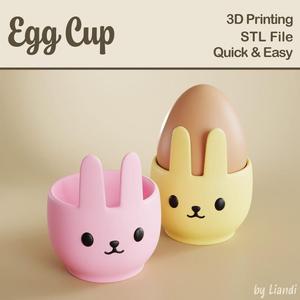 Easter Bunny Egg Cup STL – 3D Print File, Cute Bunny Egg Holder, Digital Download for Commercial Use