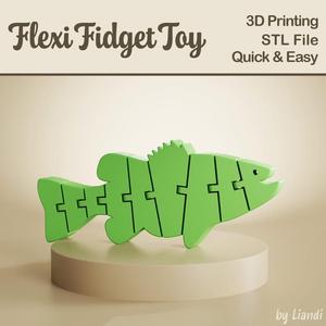 Flexible Bass Fish STL – 3D Print File, Flexi Fidget Toy, Articulated, Digital Download for Commercial Use