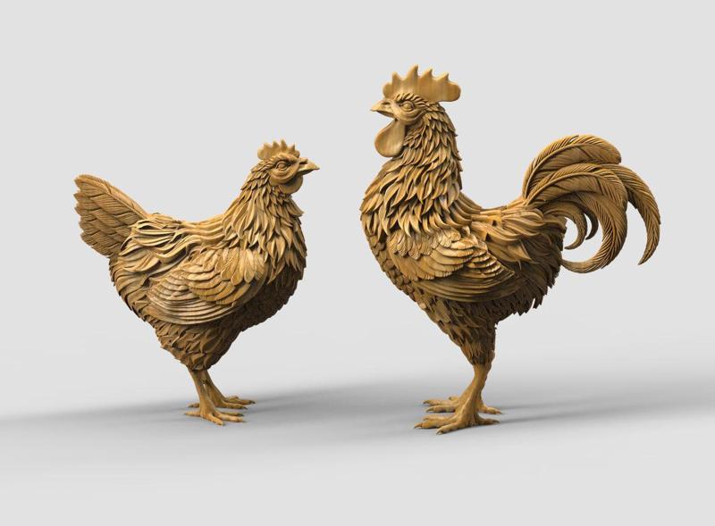 hen rooster statue