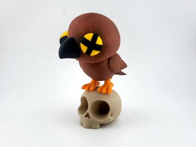Kawaii Crow with Skull Base SWEET Cute 3D Print