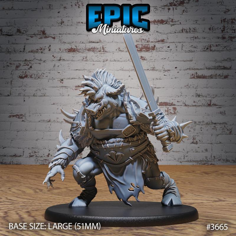 Boar Folk Outlaw Attack / Wereboar Bandit / Evil Horned Humanoid / Bulky Shapechanger / Pig Warrior / Forest Encounter