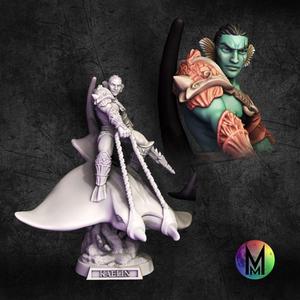 Elven (Sea Elf) Manta Cavalry - Killian the Sea Elf Royal Cavalry ( Sea Elf fighter with Spear on El