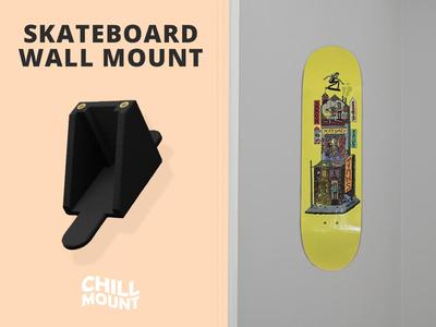 Skateboard Wall Mount with Adhesive Strips (Renter Friendly)