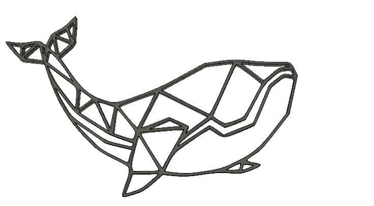 3D Printable Geometric Whale Wall Art - Modern Ocean Decor