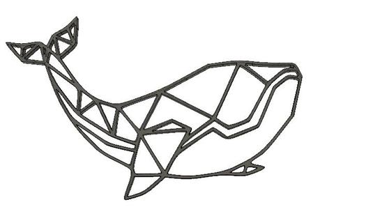 3D Printable Geometric Whale Wall Art - Modern Ocean Decor