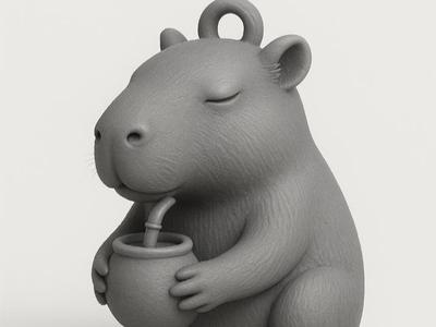 Adorable Capybara keychain drinking mate