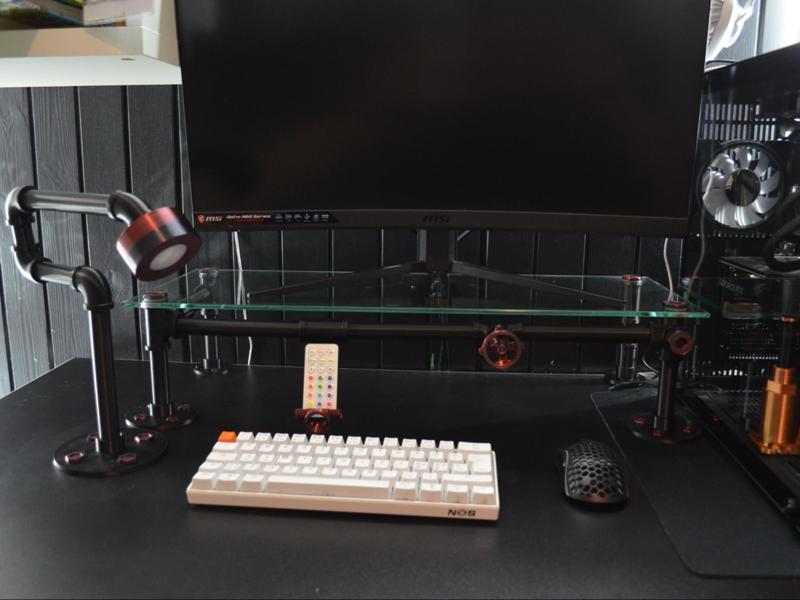 Black pipe industrial monitor riser