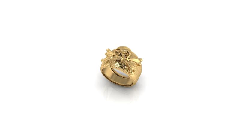 VINTAGE CROSSBONES PIRATE SKULL RING 
