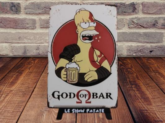 Plaque hueforge Simpson X God of war "god of bar" 