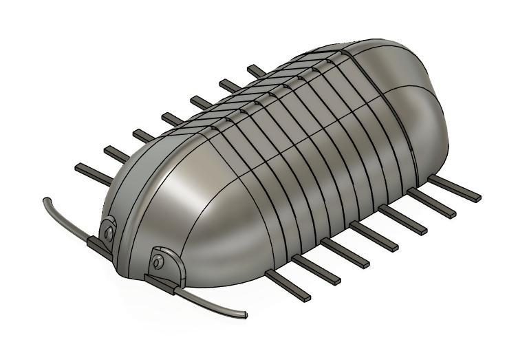 Compliant print-in-place Isopod / woodlouse / roly-poly toy