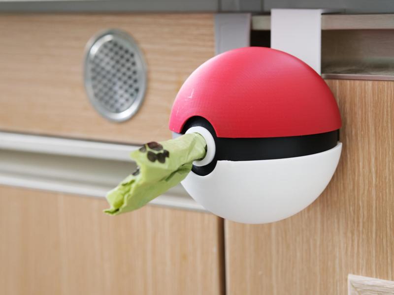 Pokemon Pokeball Trash Bag Holder (Hangable on Cabinet Doors)