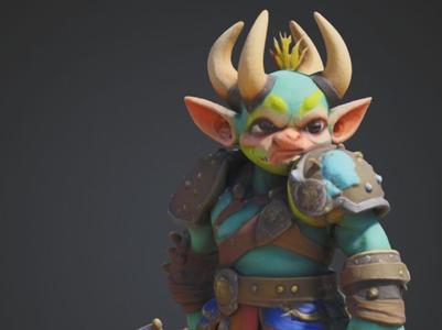 Gronk Ironhorn – Chibi Orc Crusher Miniature