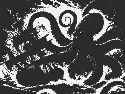 Spectacular lamp of a kraken attacking a ship!