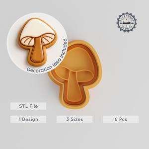 Mushroom Shape Cutter & Stamp Set, Perfect for Cookies & Fondant, 3 Sizes S/M/L, Nature & Forest Fungi Design PRODUCT_994