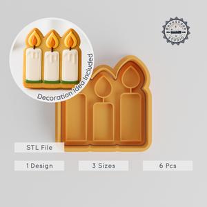 Candle Shape Cutter & Stamp Set, Celebration & Festive Designs, Perfect for Cookies & Fondant, 6-Piece, S/M/L Sizes PRODUCT_72