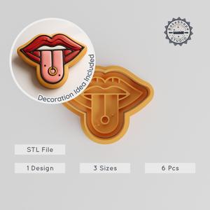 Tongue Shape Cutter & Stamp Set, Mouth Art & Pierced Tongue Design, Perfect for Cookies & Fondant, 3 Sizes PRODUCT_2704