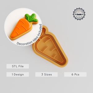 Carrot Cookie Cutter & Stamp Set, Veggie Stick Designs, Perfect for Cookies & Fondant, Organic Vegetable Shape, 3 Sizes S/M/L PRODUCT_1044