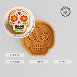 Skull Shape Cutter & Stamp Set, Perfect for Cookies & Fondant, Includes 3 Sizes, Day of the Dead Macabre Design PRODUCT_938