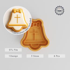 Easter Bell Cookie Cutter & Stamp Set, 6-Piece, Perfect for Cookies & Fondant, Church Bell Shape PRODUCT_481