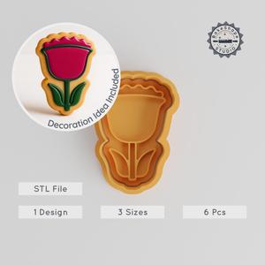 Thistle Shape Cutter & Stamp Set, Flower Blossom, Cookie & Fondant Tool, 3 Sizes - S/M/L, 6 Pieces, Garden & Baking Decoration PRODUCT_404