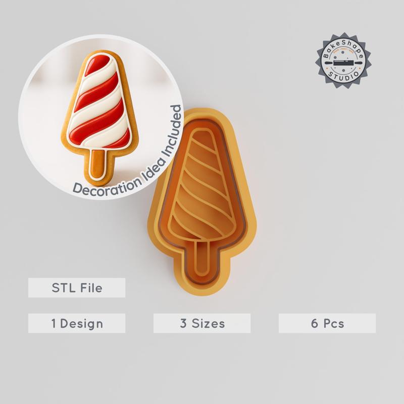 Popsicle Shape Cutter & Stamp, Cookie & Fondant Tool, S/M/L Sizes, Perfect for Frozen Dessert Themes PRODUCT_1066