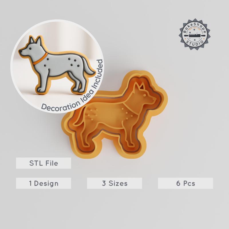Dog Shape Cutter & Stamp, Cookie Fondant Mold Set, 3 Sizes, Puppy Pet Animal Design, 6 Piece Pack PRODUCT_296
