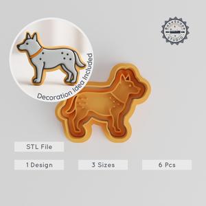 Dog Shape Cutter & Stamp, Cookie Fondant Mold Set, 3 Sizes, Puppy Pet Animal Design, 6 Piece Pack PRODUCT_296