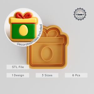 Present Shape Cutter & Stamp Set, Cookie & Fondant, Holiday Gift, 3 Sizes, S/M/L, 3D Printable STL PRODUCT_84
