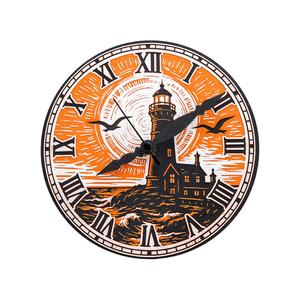 Woodblock Lighthouse Clock