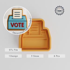 Vote Shape Cutter & Stamp Set, Perfect for Cookies & Fondant, Election-Themed, S/M/L Sizes, 3D Printing STL PRODUCT_571